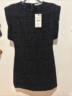 Zara Black Tweed Dress Size M, BNWT